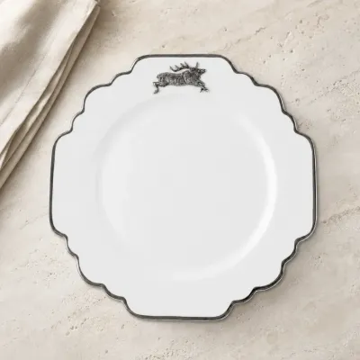 Running Elk Platinum Rim Scallop Dinner Plate