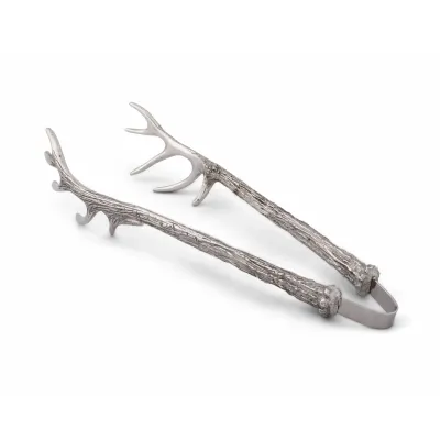 Lodge Style Pewter Antler Pattern Ice/Bread Tongs