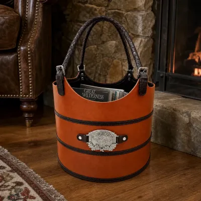 Leather Elk Magizine Basket