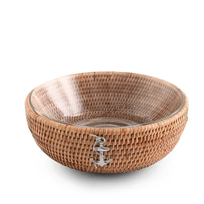 Wicker Rattan Anchor Serving Bowl