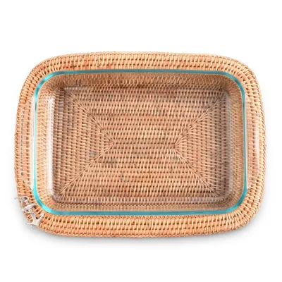 Wicker Rattan Anchor Rectangular Casserole Holder 3qt