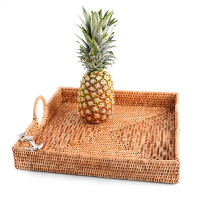 Wicker Rattan Anchor Classic Square Tray 17 Inches