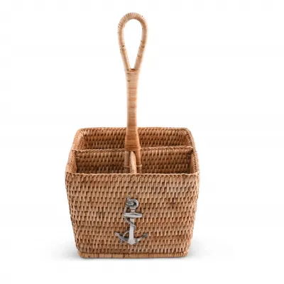 Wicker Rattan Anchor Flatware Caddy