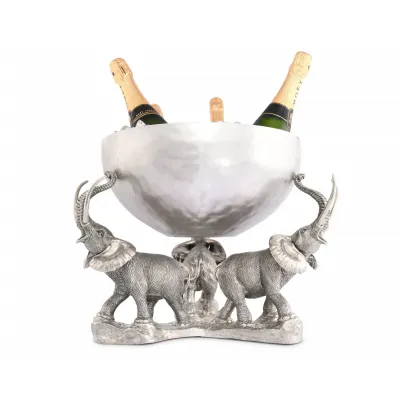 Safari Pewter Elephant Trio Ice/Punch Tub Stainless