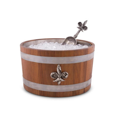 Provencal Fleur De Lis Teak Beer Cooler