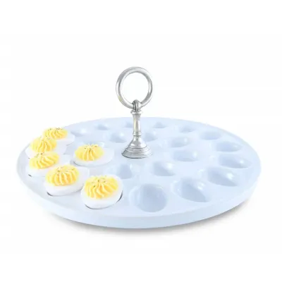 Medici Deviled Egg Tray With Pewter Classic Ring Handle