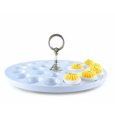 Medici Deviled Egg Tray With Pewter Classic Ring Handle