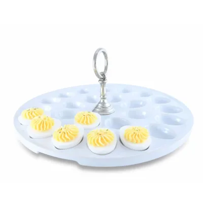 Medici Deviled Egg Tray With Pewter Classic Ring Handle