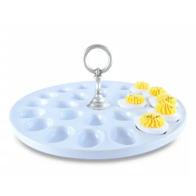 Medici Deviled Egg Tray With Pewter Classic Ring Handle