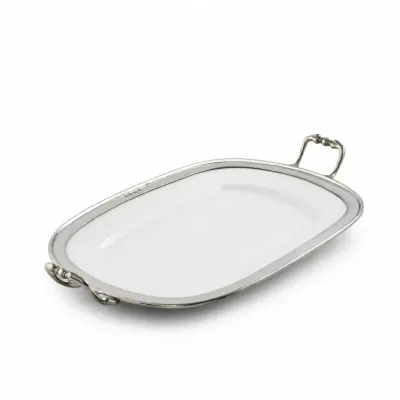 Refined Porcelain Rectangle Tray with Elegant Handles