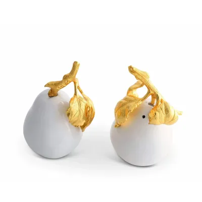 Harvest Porcelain Pear Salt And Pepper With Gold Leaf