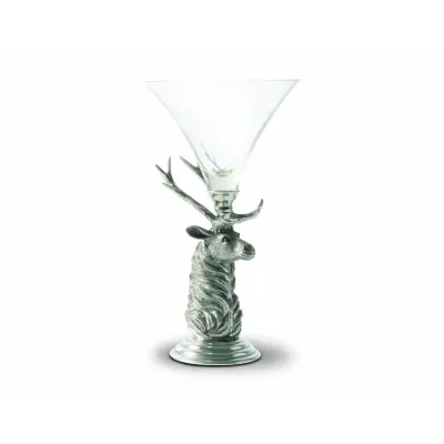 Lodge Style Elk Pewter Stem Cocktail Glass