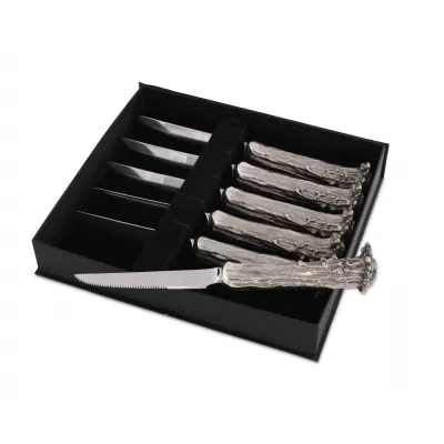 Western Frontier Pewter Antler Steak Knife Set Of Six