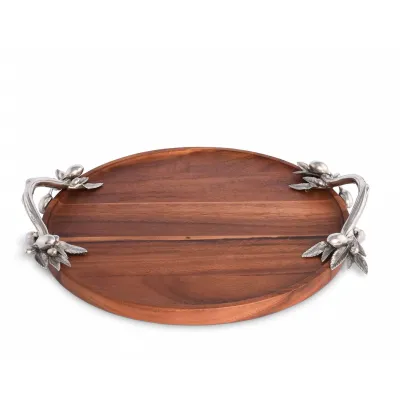 Olive Serving Tray Acacia, Round