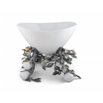 Harvest Pewter Pears And Leaves Centerpiece Porcelain Bowl