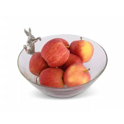 Garden Friends Climbing Bunny Glass Serving/Salad Bowl