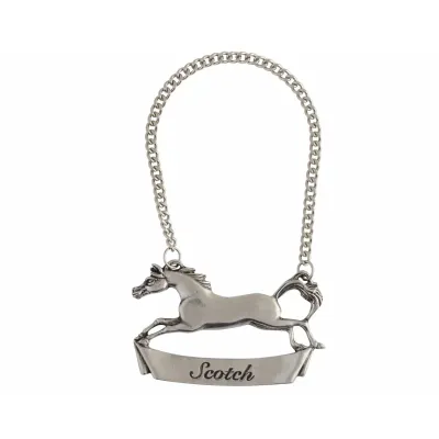 Equestrian Pewter Galloping Steed Scotch Tag