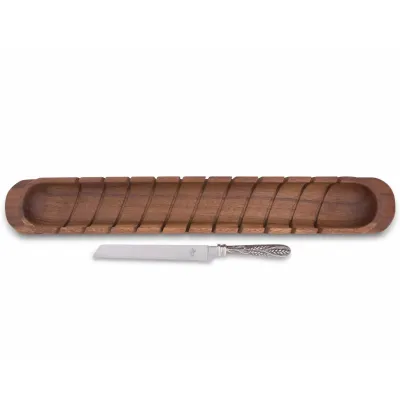 Harvest Baguette Board With Wheat Pattern Bread Knife