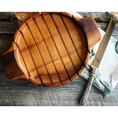 Harvest Round Bread Board With Pewter Wheat Knife