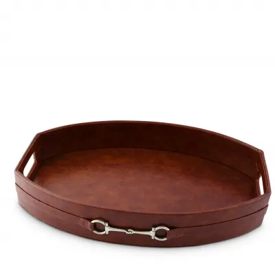 Equestrian Bit Leather Oval Tray