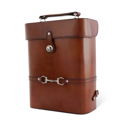 Leather Bit Double Wine Bottle Carrier