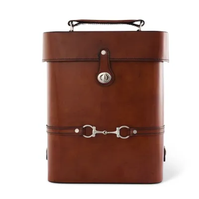 Leather Bit Double Wine Bottle Carrier