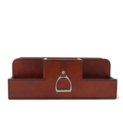 Leather Stirrup Single Office Desk Organizer