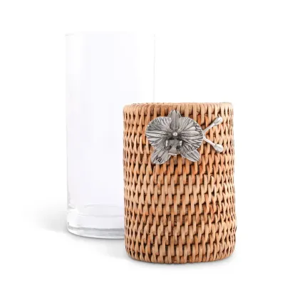 Wicker Rattan Orchid Tall Glasses Set of 4