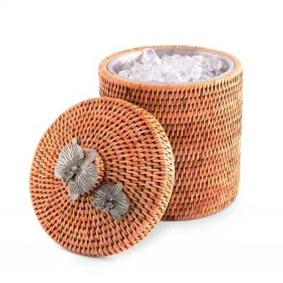 Wicker Rattan Orchids Ice Bucket