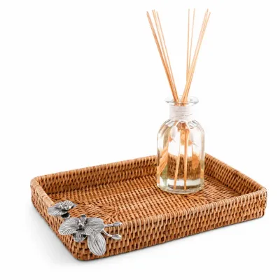 Orchid Catchall Tray in Hand-Woven Wicker Rattan