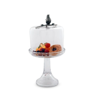 Song Bird Glass Dome Cheese/Dessert Stand, Short