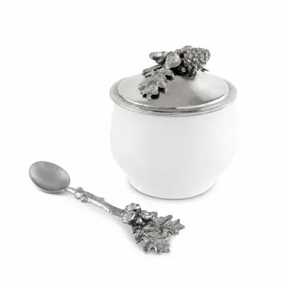 Acorn Oak Leaf Sugar Bowl & Spoon