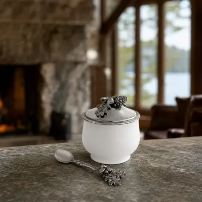 Acorn Oak Leaf Sugar Bowl & Spoon