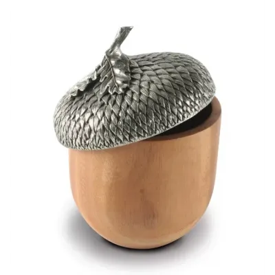 Majestic Forest Pewter Top Wood Acorn Box