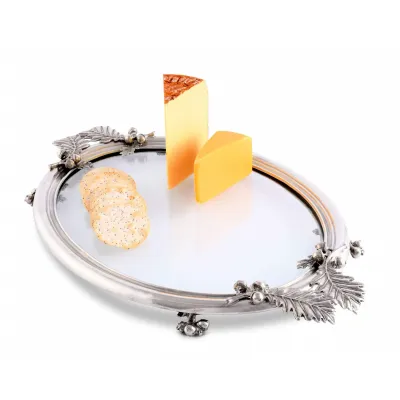 Majestic Forest Acorn And Oak Leaf Oval Glass Tray