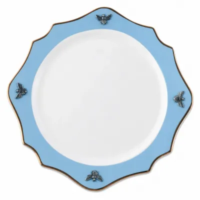 Bee Bone China Charger with Blue & Gold Elegance