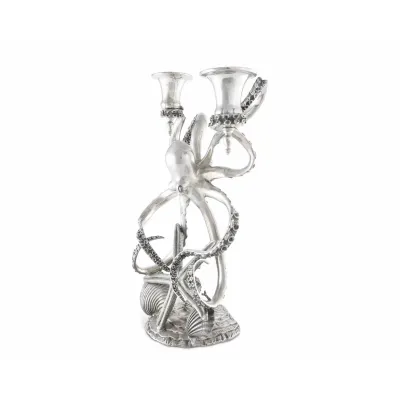Sea And Shore Two Taper Pewter Octopus Candelabrum