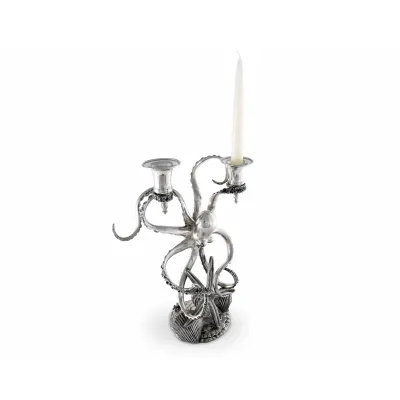 Sea And Shore Two Taper Pewter Octopus Candelabrum