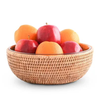Wicker Rattan Serving Bowl