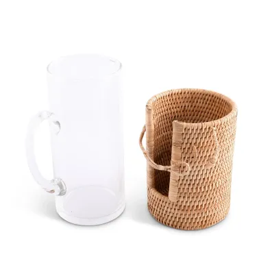 Wicker Rattan Glass Pitcher