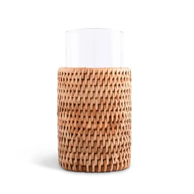 Wicker Rattan Tall Glasses Set of 4