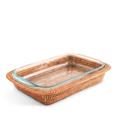 Wicker Rattan Rectangular Casserole Holder 3qt