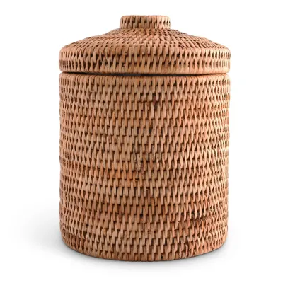 Wicker Rattan Ice Bucket Lidded