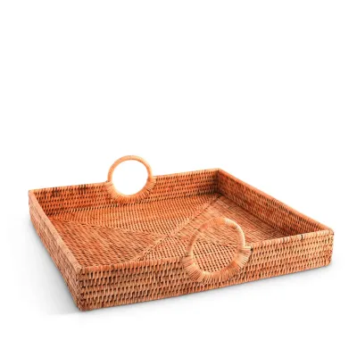 Wicker Rattan Classic Square Tray 17 Inches
