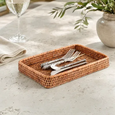 Catchall Tray Hand Woven Wicker Rattan
