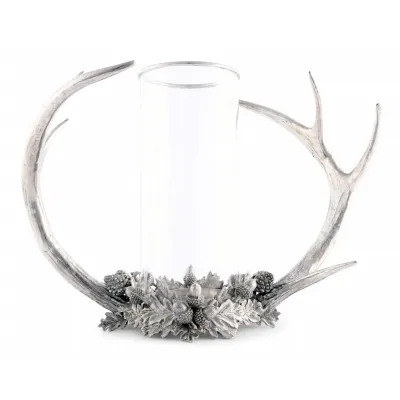 Lodge Style Pewter Antler Hurricane