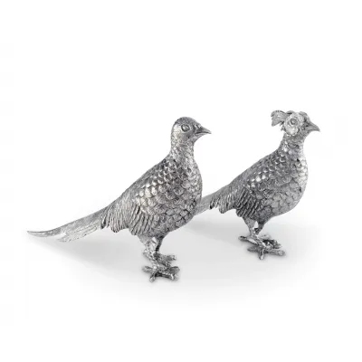Morning Hunt Pewter Pheasant Statuettes Set