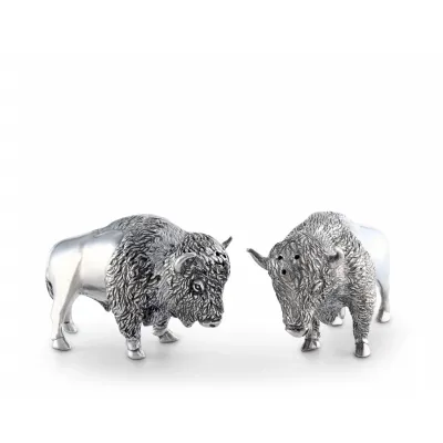 Western Frontier Pewter Bison Salt And Pepper Set