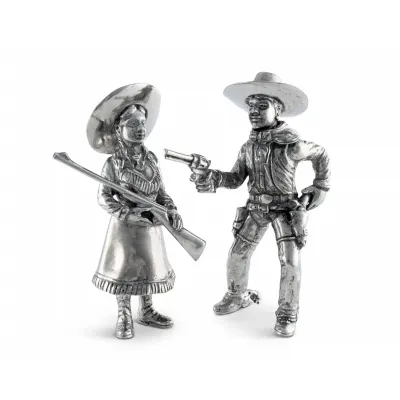 Western Frontier Pewter Cowpoke Couple Salt And Pepper Set