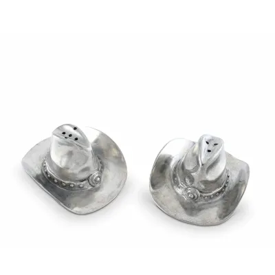 Western Frontier Pewter Cowboy Hat Salt And Pepper Set